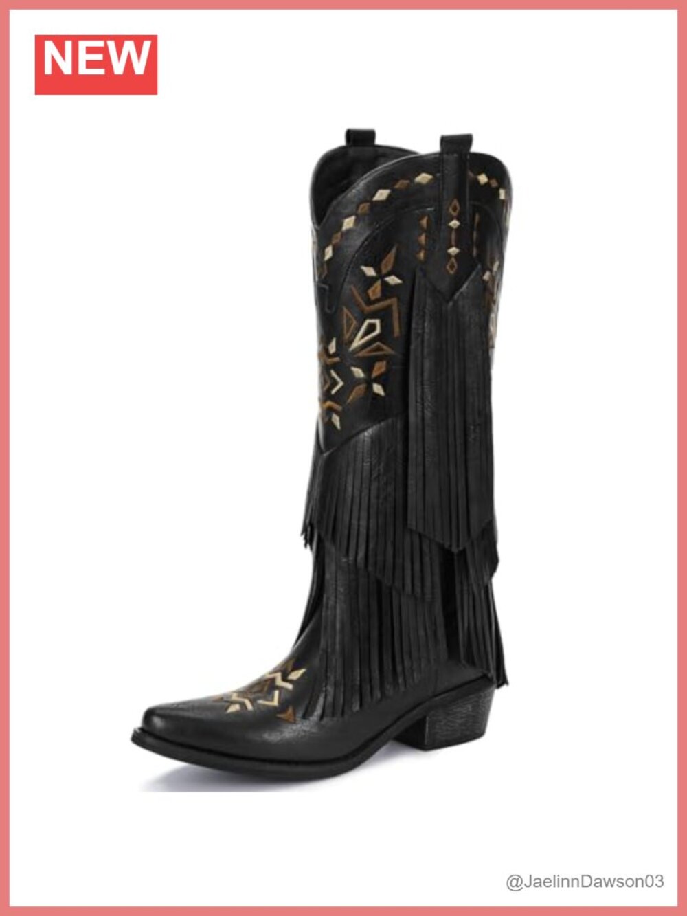 Fringe Knee High Cowboy Boots Women Pointed Toe Western Party